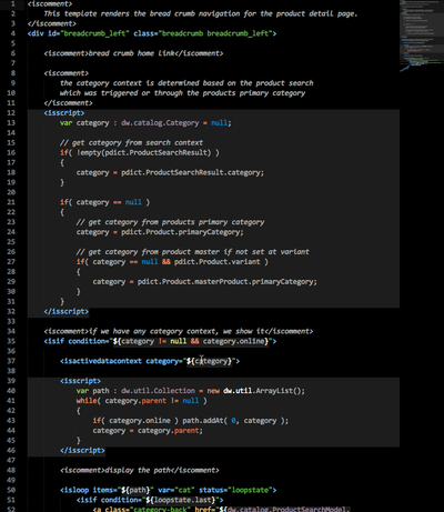 ISML Template with embedded Demandware Script